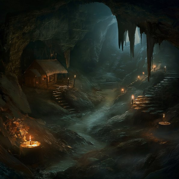 kitskiss_smooth_vector_fantasy_underground_cave_camp_hideout_da_6baa7d42-3ee7-4743-a632-427f252decb3