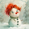 kitskiss_smooth_vector_fantasy_cartoon_snowman_with_red_hair_an_c4103f22-b862-4124-ac84-02a74195d898